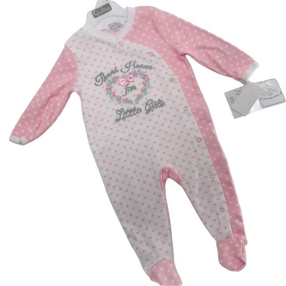 Baby Girl Quilted Onsie Sleeper with Baby Accessories - Picture 3 of 11